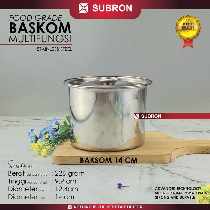 

TERUJI SUBRON Baskom bumbu serbaguna tebal dalam plus tutup stainless steel