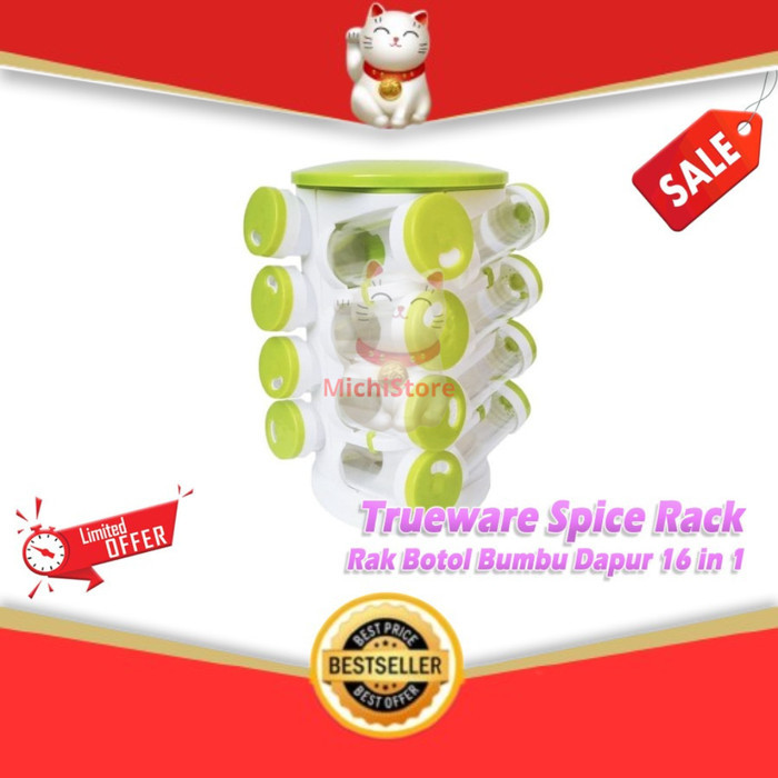 

TERPERCAYA MU - 0752 Rak Botol Bumbu Dapur 16 in 1 Trueware Spice Rack Hijau
