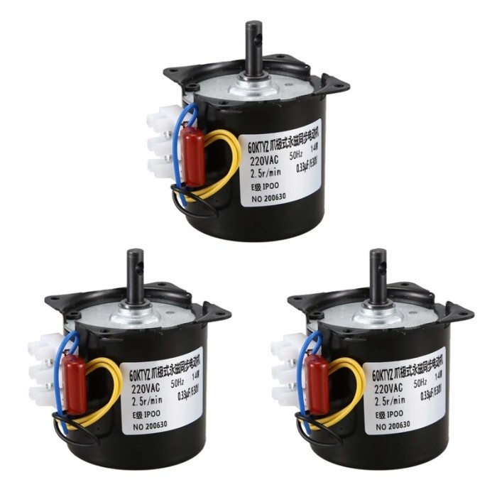 3X 220V AC SYNCHRONOUS GEAR MOTOR 60KTYZ 60-KTYZ PERMANENT MAGNET