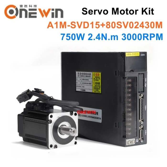 750W 2.4NM 220V AC SERVO MOTOR DRIVER KIT 80MM 3000RPM 80SV02430M