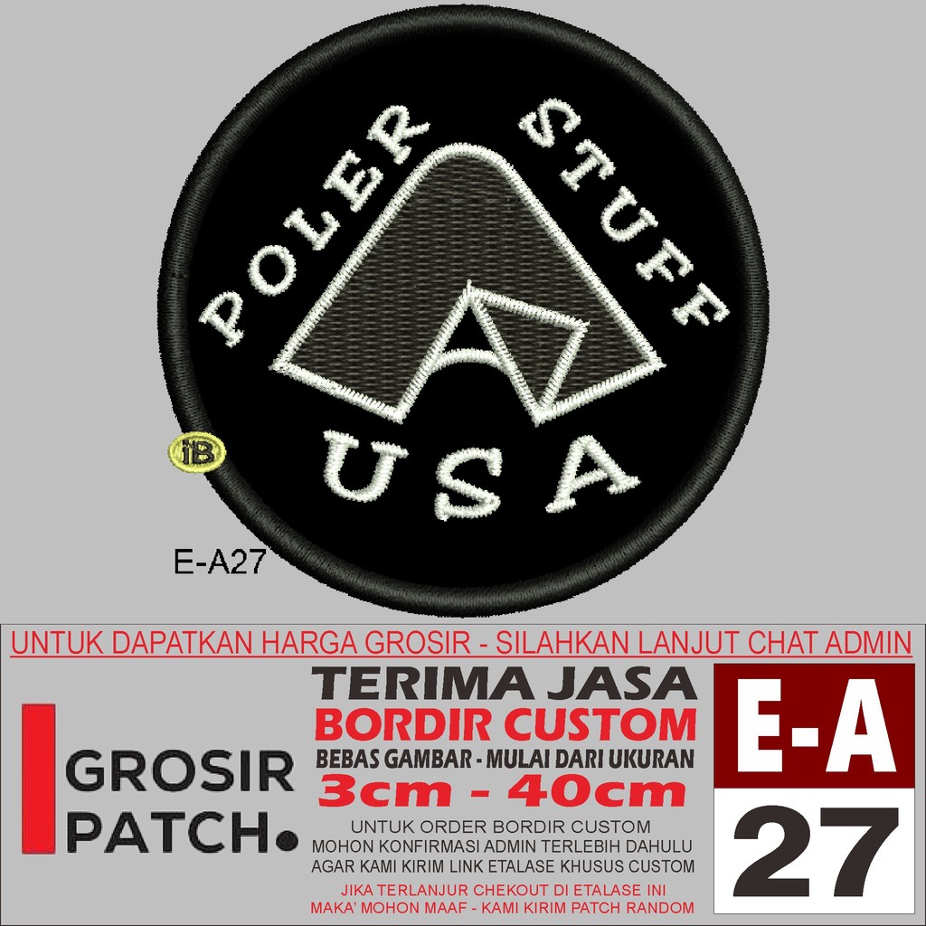 PATCH BORDIR LOGO E-A27 ADVENTURE HIKING CAMP POLER STUFF USA - GROSIRPATCH REVIEW/TESTIMONI