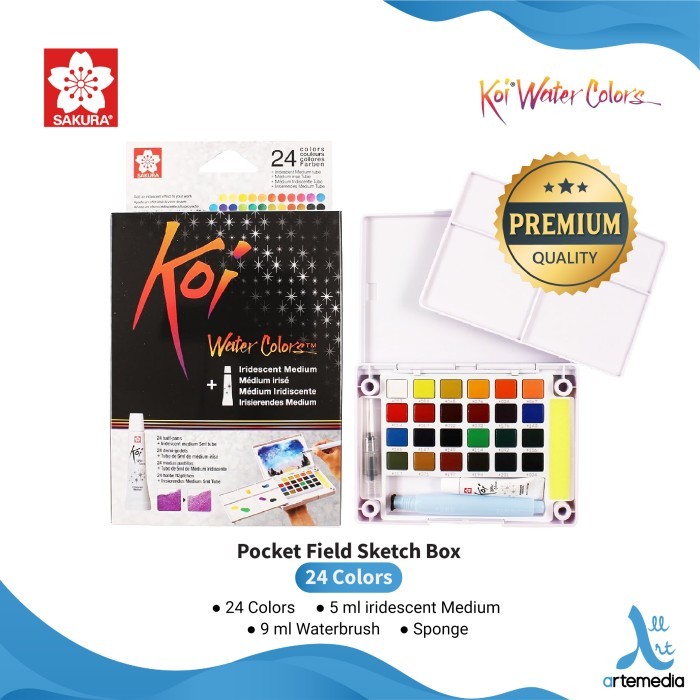 

TERBARU Cat Air Sakura Koi Watercolor 24 CAC Metallic Pocket Field Sketch Box