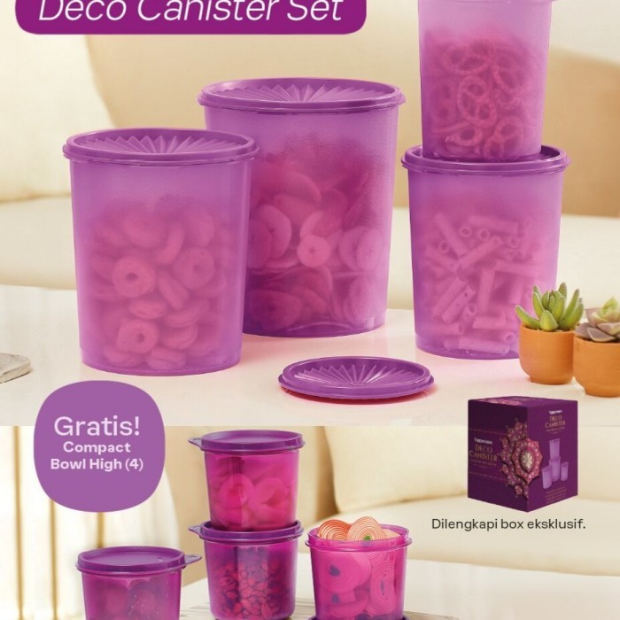 Tupperware Deco Canister Set Free Midi Deco 4Pcs Toples Promo