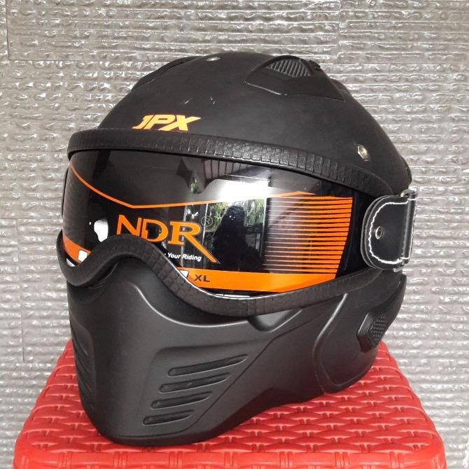Promo Helm Jpx Mx 726R 726 R Double Visor Jp Helmet Jpn Goggle Black Doff