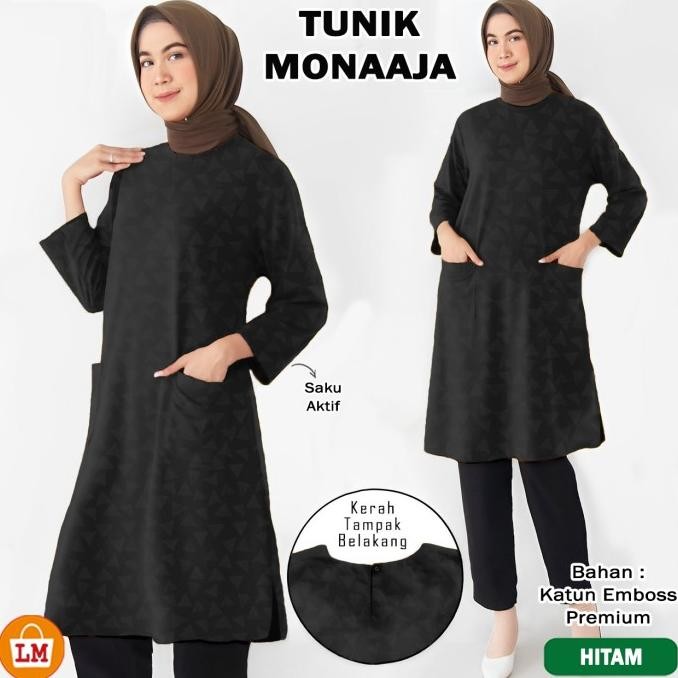 Baju Atasan Wanita TUNIK MONAAJA Jumbo Muslimah Size XL - XXXL / 19039 H24M