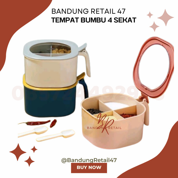 

NEW Tempat Bumbu Sekat 4 Kotak Kotak Bumbu Dapur 4 in 1 Wadah Multifungsi