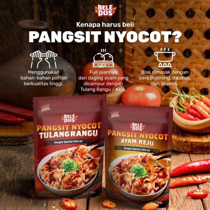 

BARANG TERLARIS Beledos Paket 3 Pangsit Nyocot Tulang Rangu (dapat 3 pcs Pangsit Nyocot Tulang Rangu) / Pangsit Rebus / Pangsit Goreng / Pangsit Chili Oil /