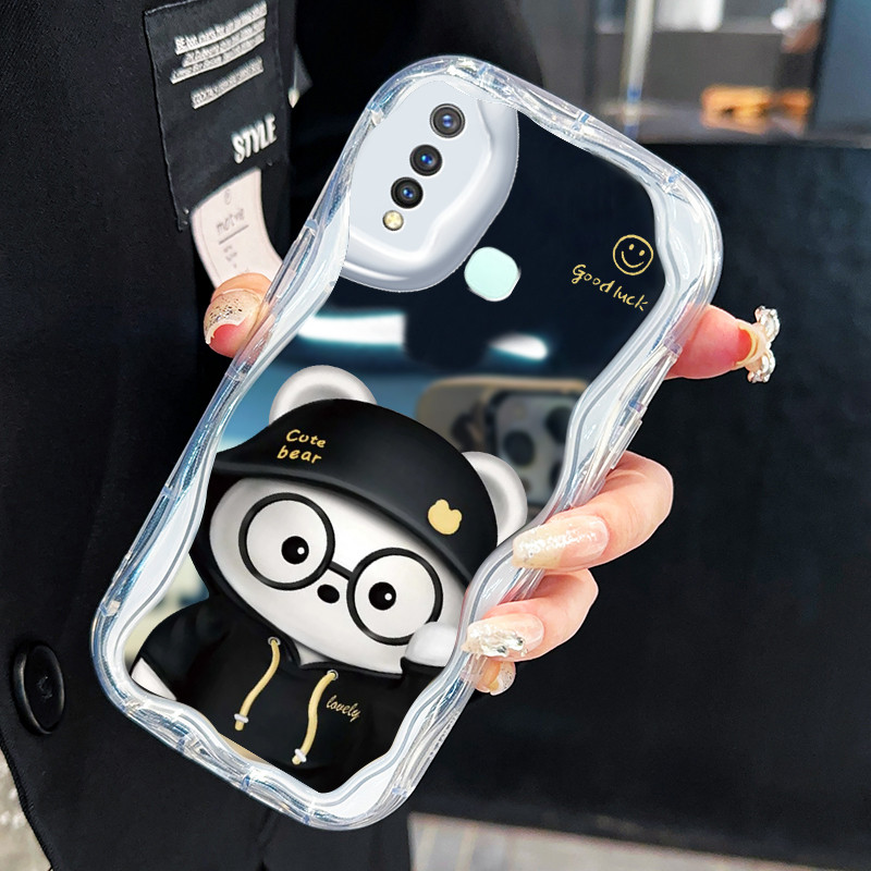 Casing Hp Untuk VIVO Y19 VIVO Y5s Case Casing Drop kacamata Panda HP Softcase Kasing silikon cermin 