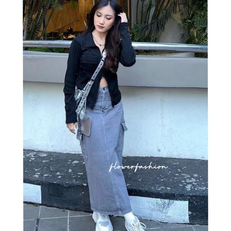 ORIGINAL CARGO SKIRT JEANS // ROK CARGO JEANS fn-56