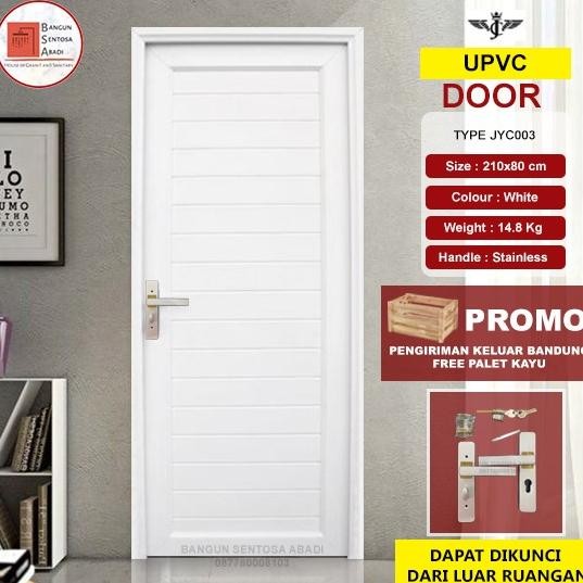 Produk Baru PINTU KAMAR TIDUR U- PVC 80X210 + KUSEN + HANDLE / PINTU UPVC KOMPLIT