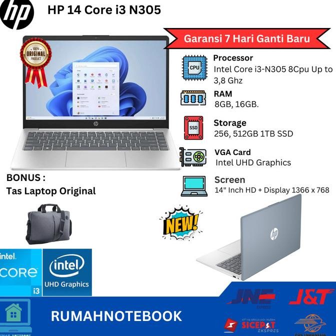 Laptop Baru Hp 14 Ep Intel Core I3 Gen 13/1315U Ssd 512