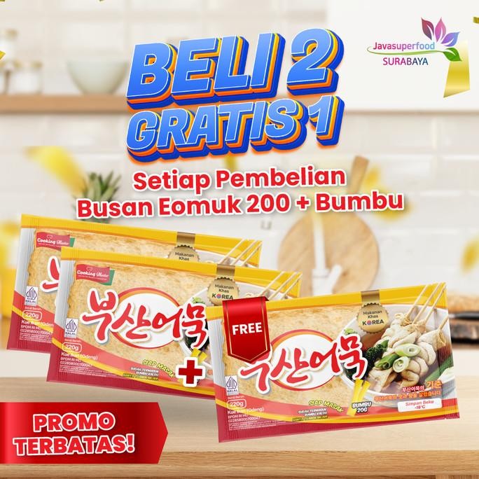 

trius (beli 2 gratis 1) busan eomuk halal / odeng korea fish cake 200g+bumbu
