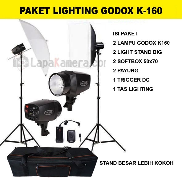 TERBARU Paket Lampu Studio / Paket Lighting Godox K-150A Stand Besar