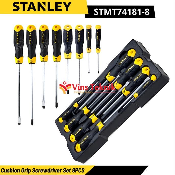 STANLEY STMT74181-8 Cushion Grip Screwdriver Obeng Plus Minus Set 8PCS