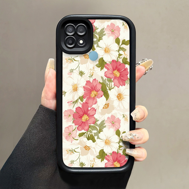 Casing Hp OPPO A15 A15s A35 Case Softcase pelindung Kesing ponsel bunga cantik terbuat Cesing bahan 