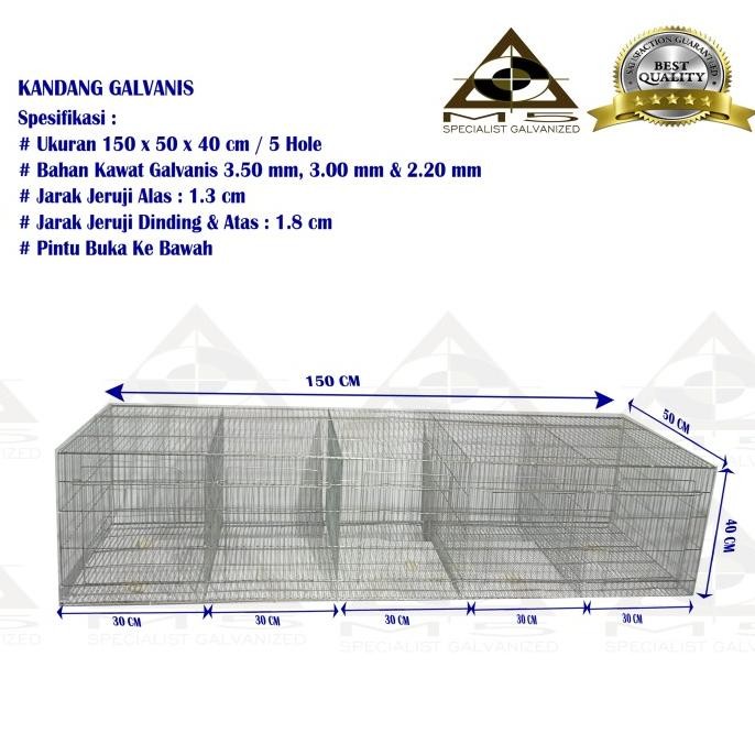 Kandang Kelinci Galvanis - Pembesaran/Growher 150.50.40/5 Hole