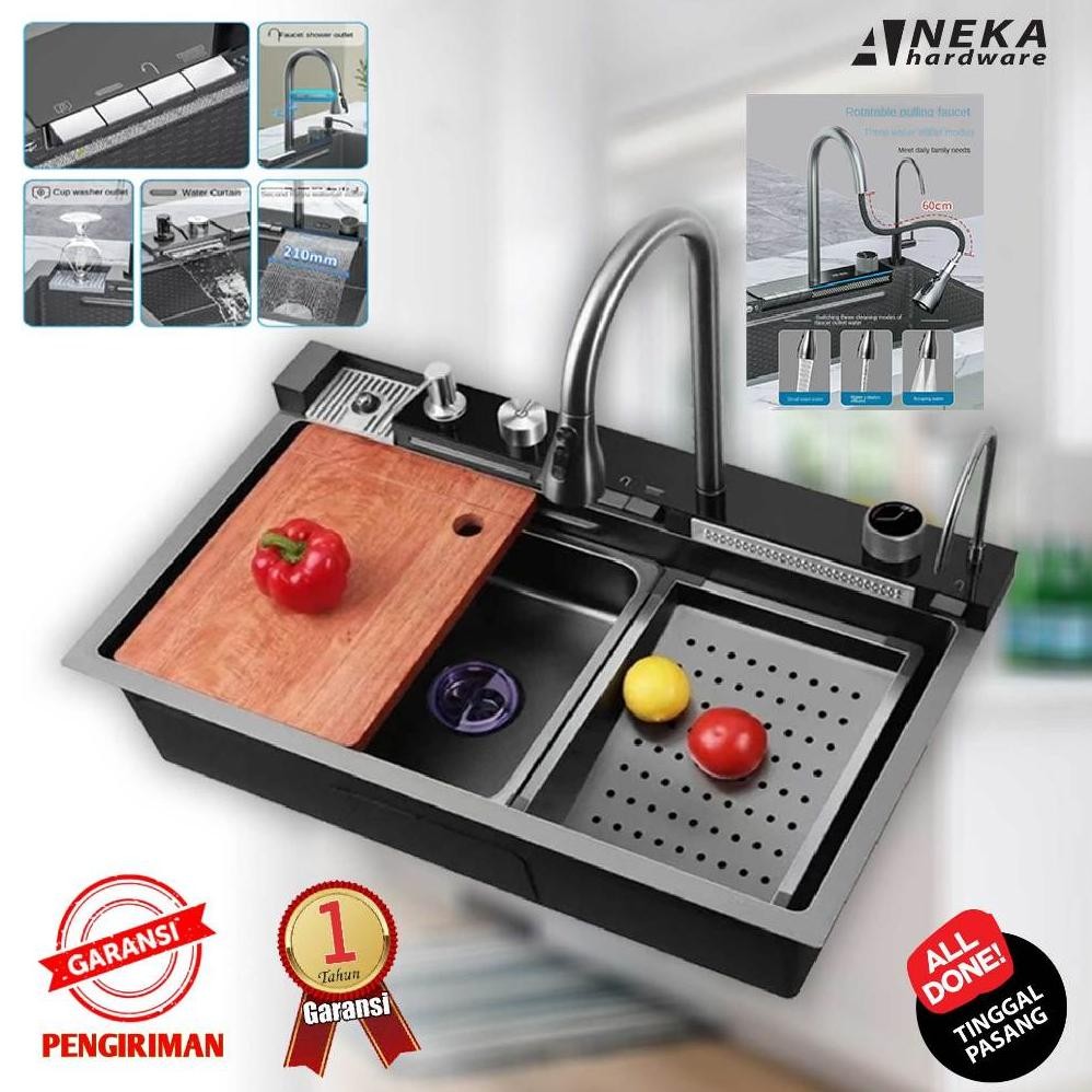 Modern Kitchen Sink Luxury Black 7545 / Kitchen Sink Hitam / Kitchen Sink Stainless