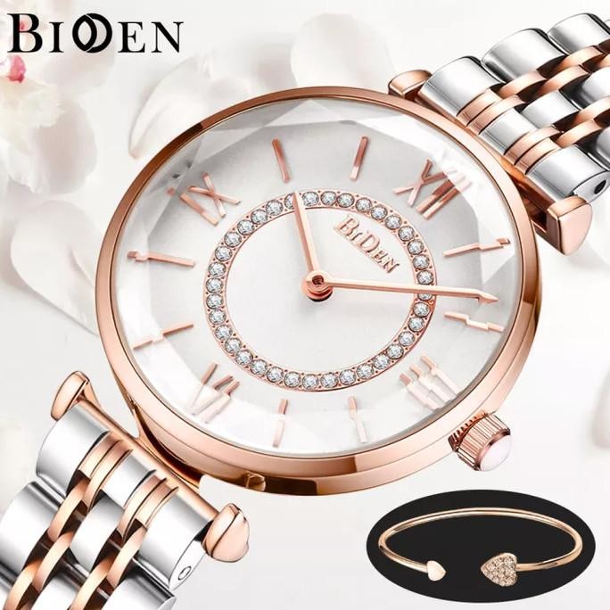 Biden Jam Tangan Wanita Anggun Mode Tali Stainless Steel Tahan Air Jam