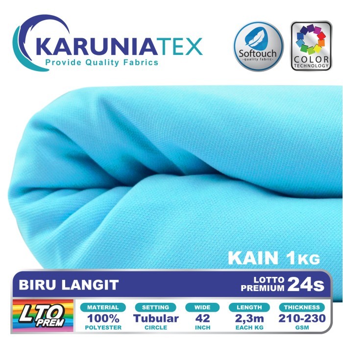 

Kain Lotto Premium 24s Biru Langit Karunia Textile