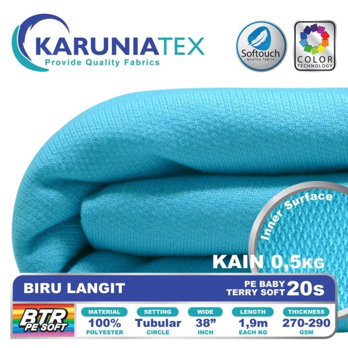 

Bahan Baby Terry PE Soft 20s 0,5Kg Biru Langit Karunia Textile