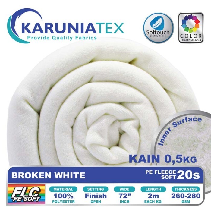 

Bahan Fleece PE Soft 20s 0,5 Kg Broken White Karunia Textile