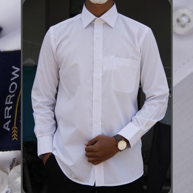 Kemeja Pria Lengan Panjang Arrow 03A Reguler Putih Polos Terlaris