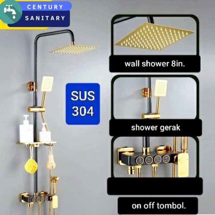 Terbagus Shower Column Set Panas Dingin Gold/Shower Tiang Panas Dingin Gold
