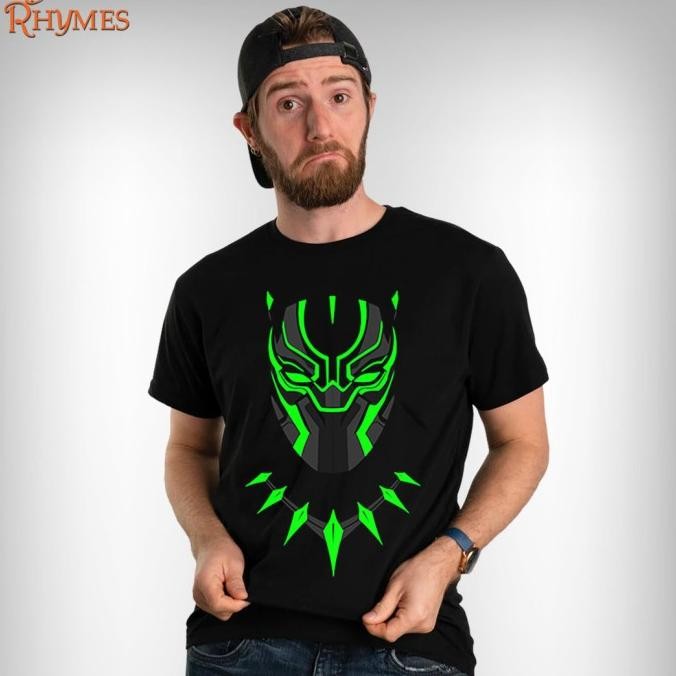 Kaos Pria Superhero Black Panther Rhymes