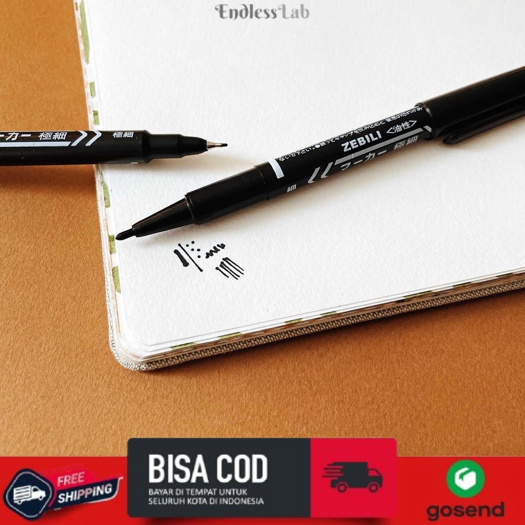 

Spidol Permanen Permanent Marker Dual Head Marker Waterproof 0.5 1mm 10PCS - MO-120-MC