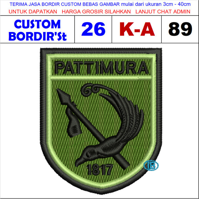 K-A89 PATTIMURA1817 KODAM TNI  CUSTOM BORDIR'ST TESTIMONI