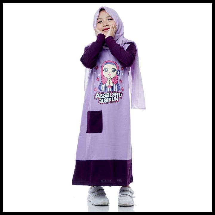 Dungdungkids Gamis Anak Perempuan Kaos Muslim 3 - 9 Tahun Produk Terlaris