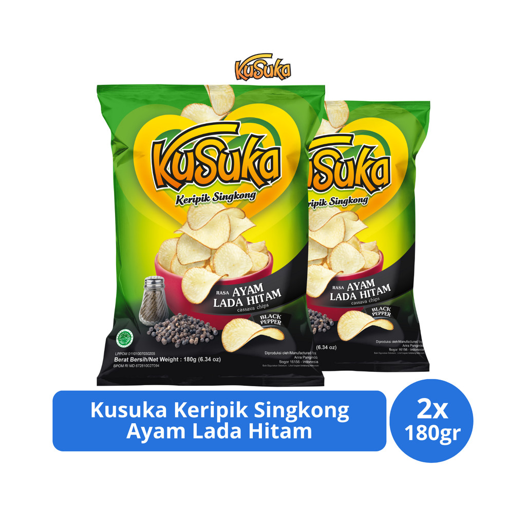 

Kusuka Keripik Singkong Ayam Lada Hitam 180gr x 2 pcs