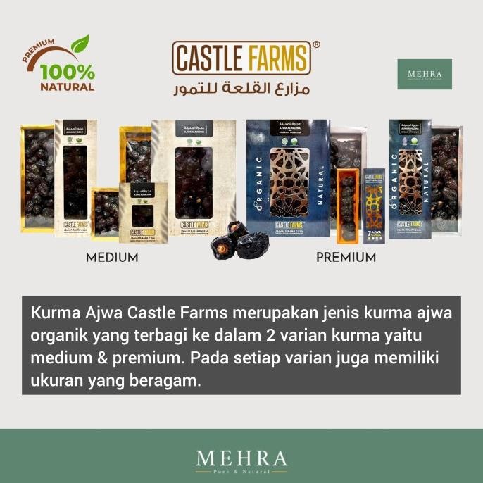 

Kurma Castle Farms Ajwa Al Madinah Premium Organic / Almadinah / Medina / Madina / Almadina / Al Munawaroh Dates / Kurma Nabi / Korma Ajwaa Organik / Asli Original 1 Kg