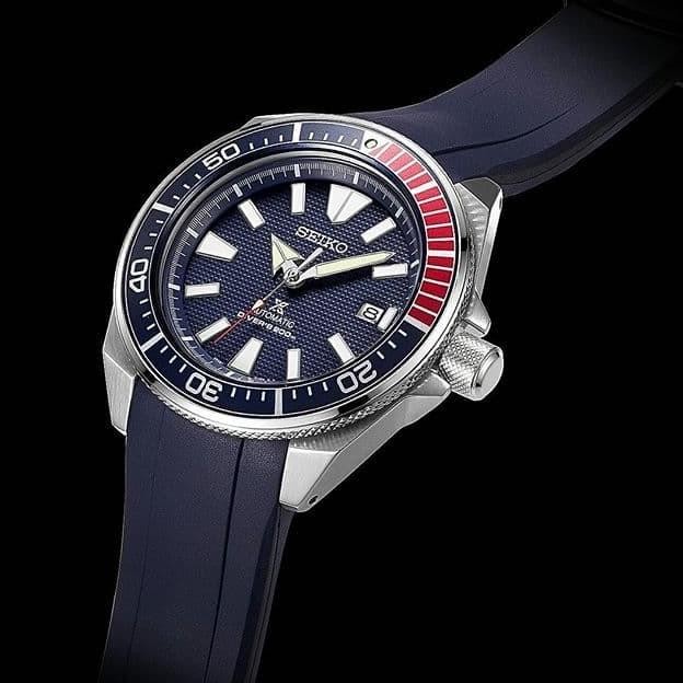 Crafter Blue Curved End Rubber Strap for Seiko New Samurai (CB09)