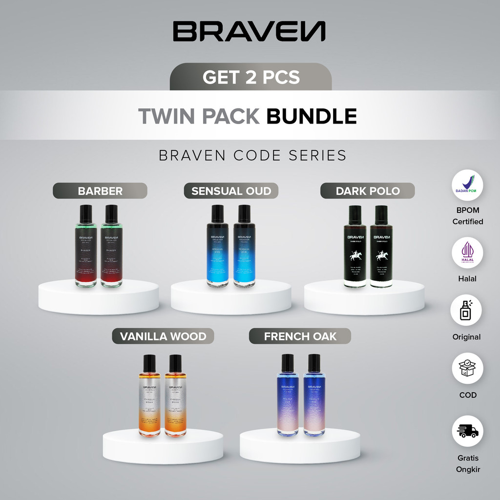 [GET 2 PCS] Twin Pack Braven Collection Eau De Parfum 100ML | Parfum Perfume Minyak Wangi Wanita Pri