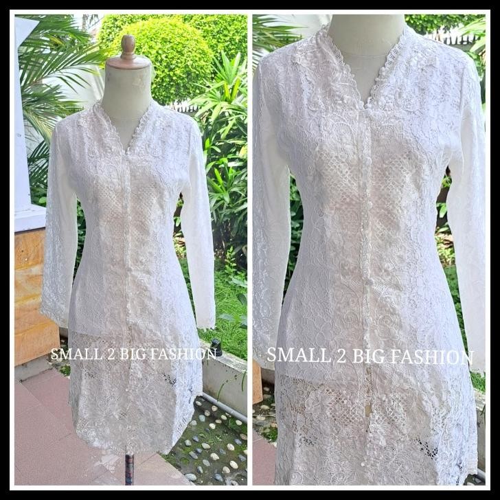 Atasan Kebaya Brukat Brokat Tunik Muslim Panjang Putih Tulang Best Seller