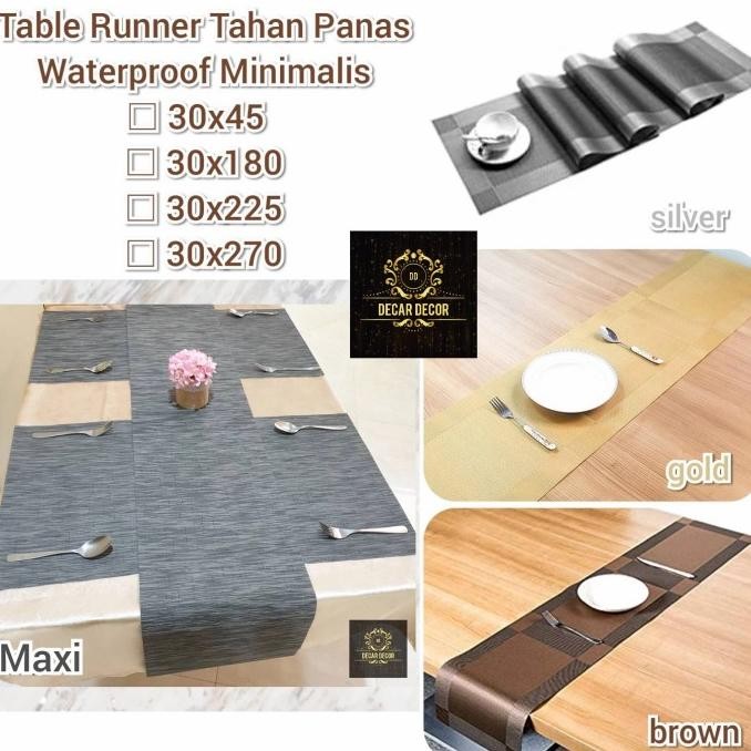 Table Runner Minimalis Gold 30 X 270 Cm -Taplak Meja Panjang