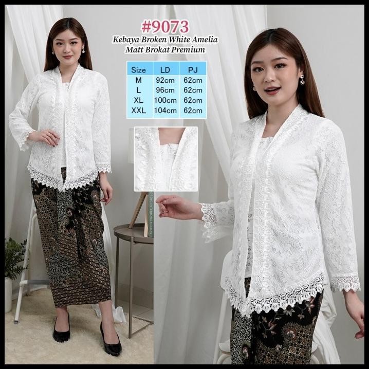 Atasan Kebaya Brokat Brukat Lengan Panjang Hitam Putih Amelia Best Seller
