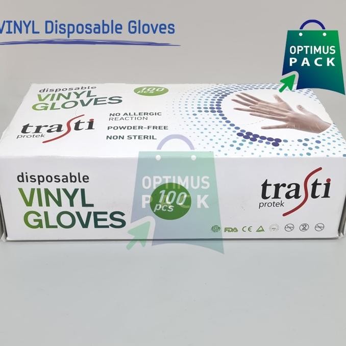 Trasti Ori Sarung Tangan Vinil Latex Gloves Medis Vinyl 100Pcs Sz L