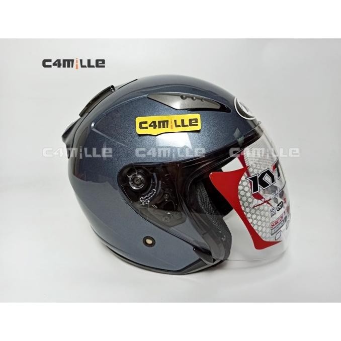 Helm Kyt Galaxy Double Visor Grey / Abu Abu Mudah