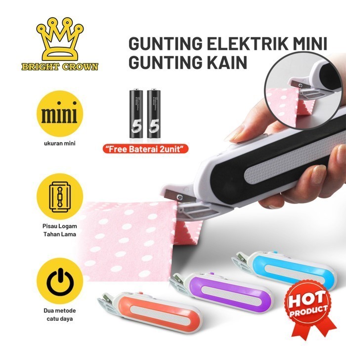 

Bright Crown Gunting Kain Mini Elektrik Portable Free 2 Unit Baterai