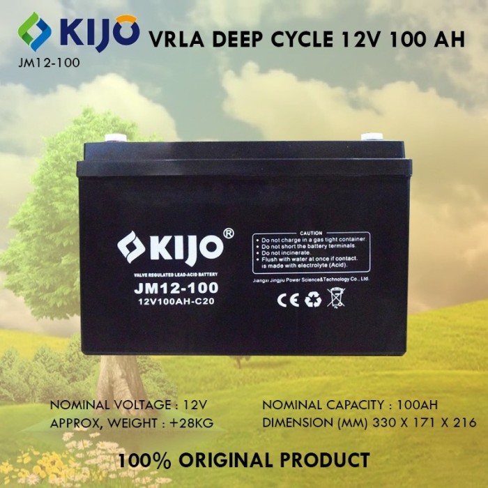 Kijo Aki Kering Vrla Deep Cycle 12V 100Ah Battery Baterai 12 V 100 Ah