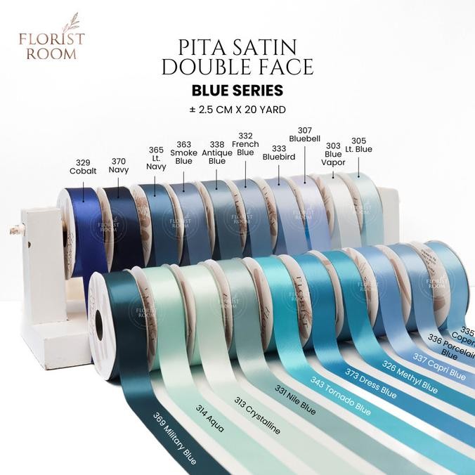 

langsung order saja] Pita Satin Double Face 2.5cm x 20yard Blue Series