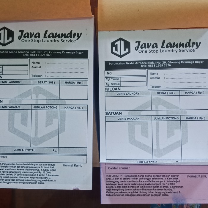 

Ready NOTA BON 3 PLY pakai no cetak 2 warna, caca