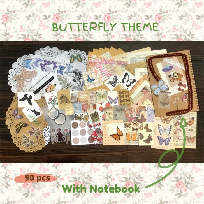 

Ready journal kit set journaling kit bujo scrapbook set jurnal kit butterfly