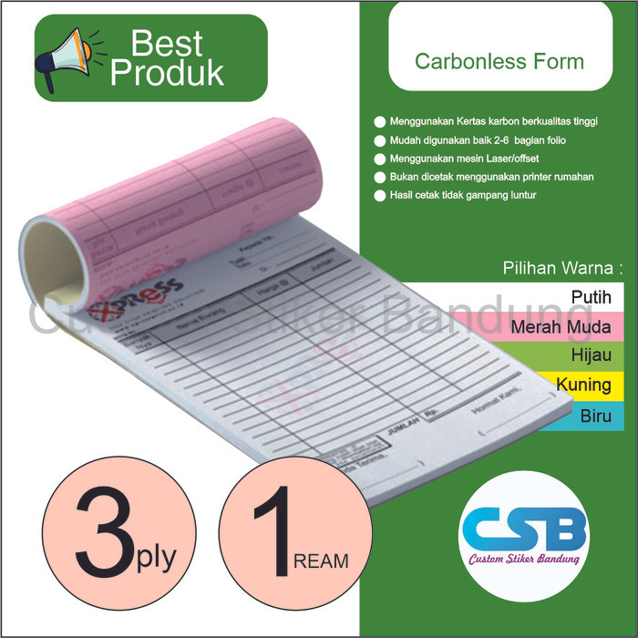 

Ready Cetak Nota 3 ply 1 Rim / 3 Rangkap / Cetak Invoice Bahan NCR