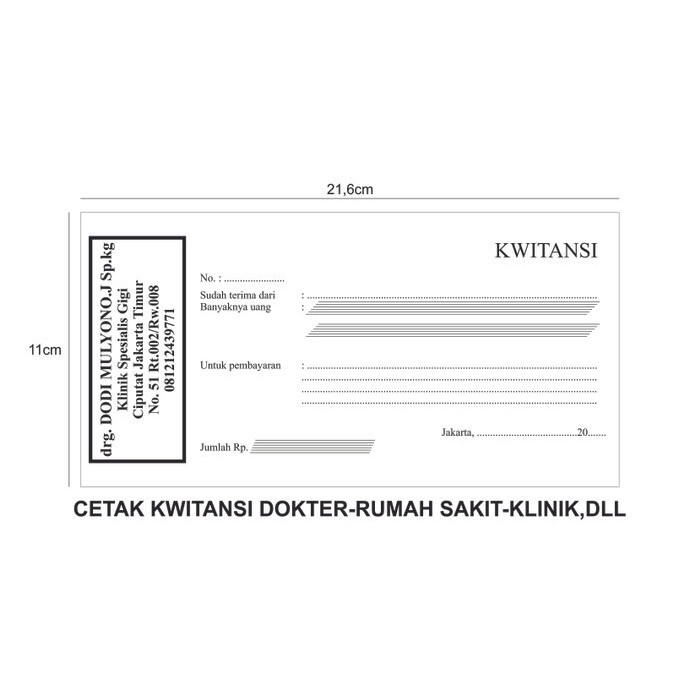 Ready cetak kwitansi dokter klinik 1/2 rim