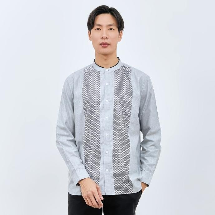 M231 Kemeja Pria Koko Panjang Abu 3005 Original