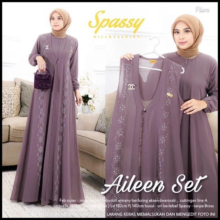 terbaru baju gamis wanita muslim aileen set maxy inner outer rompi setelan ibu promo