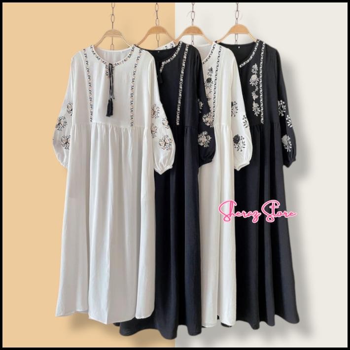 terbaru nayla gamis dress bordir pesta kondangan wanita remaja muslim jumbo ld 140 130 120 110 104 9
